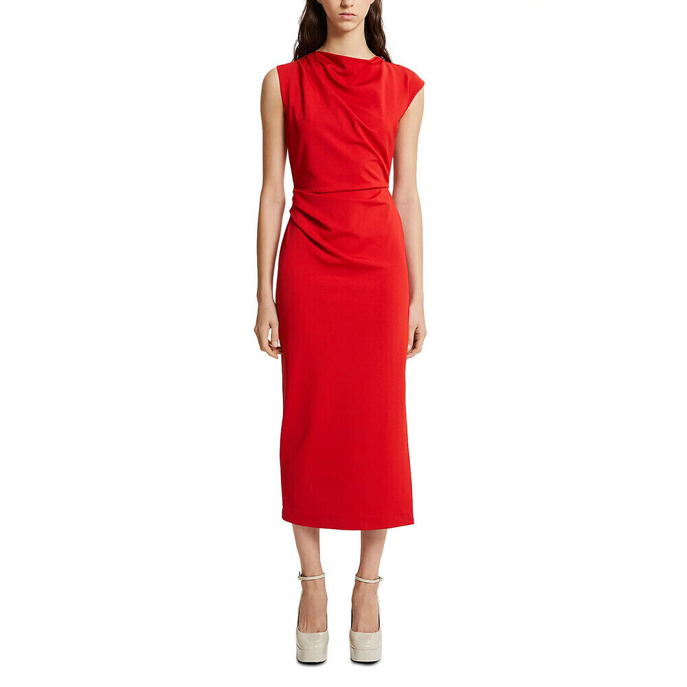 Marella Women's Flo Slim Fit Midi Dress side slit size M FITS AS S in red $465